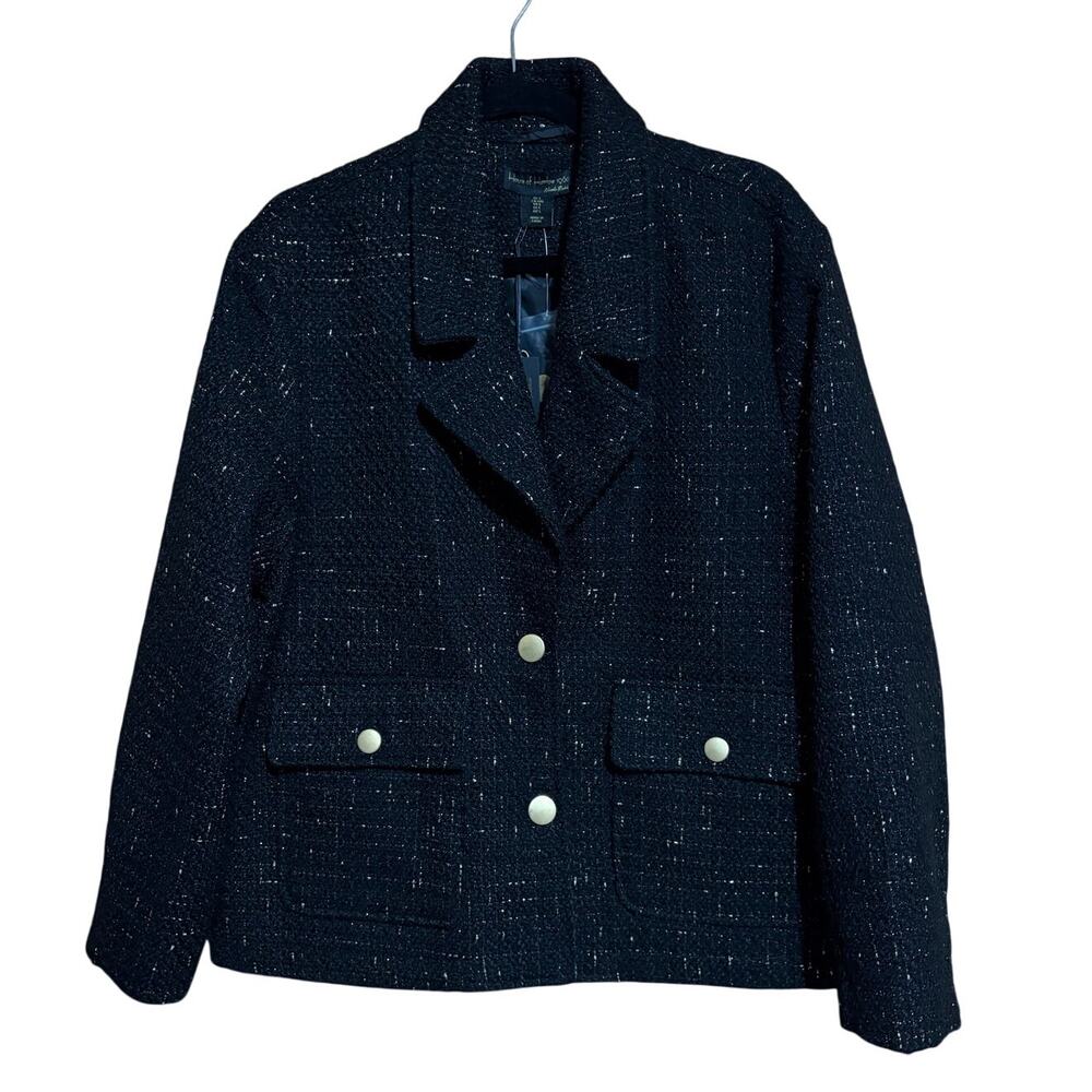 House of Harlow 1960 NWT tweed jacket metallic women's L‎ preppy blazer career